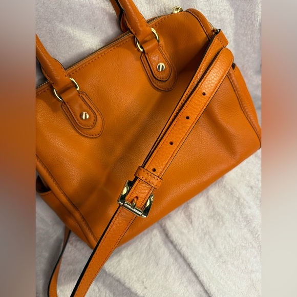 Michael Kors Orange Pebbled Leather Satchel with Adjustable Crossbody Strap EUC - Picture 14 of 16